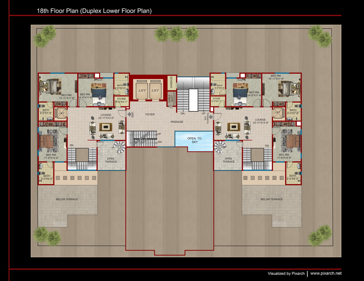 18th floor plan (duplex lower floor plan)