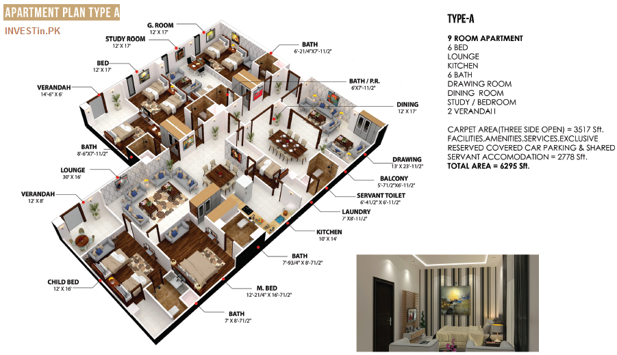 COLAH Lahore - Type A Apartment Layout Plan