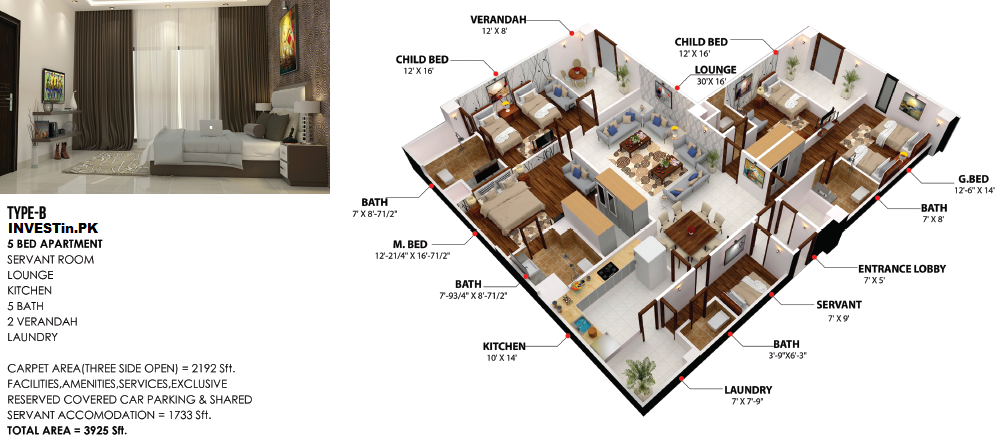 COLAH Lahore - Type B Apartment Layout Plan