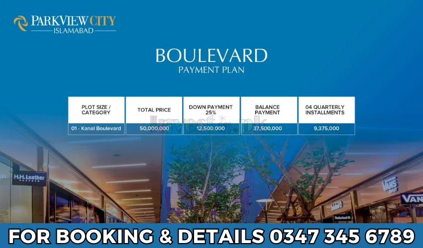 1 kanal plot in park view city payment plan