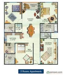 Noman Residencia Karachi layout plan 5 rooms