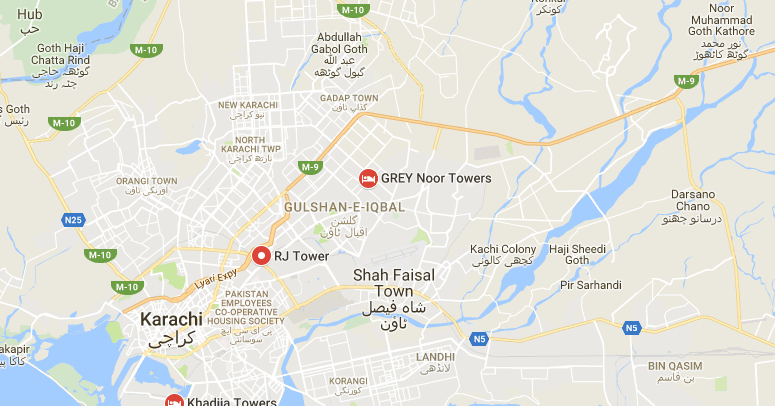 Grey Noor Tower & Shopping Mall Karachi location map