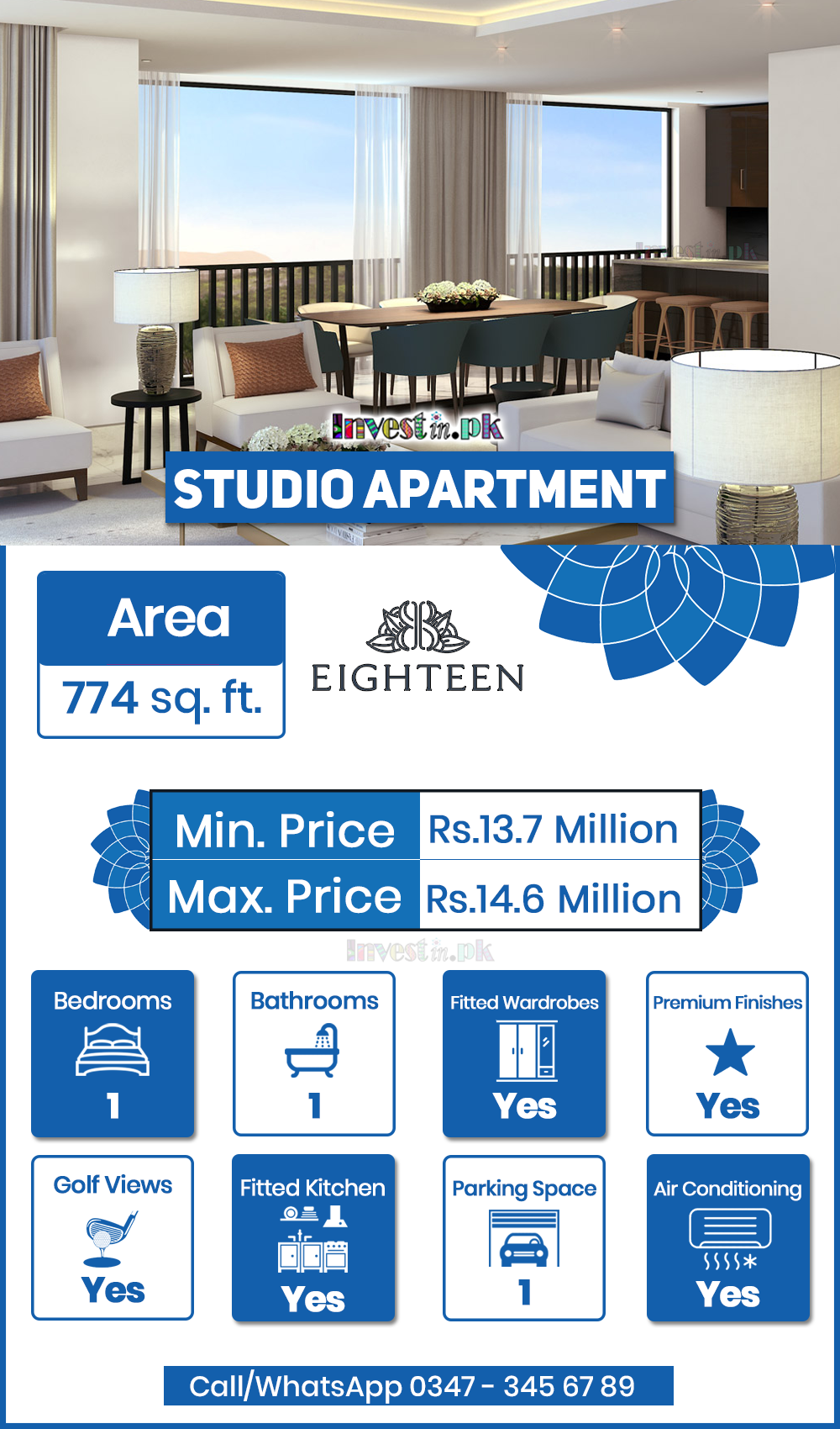 Eighteen studio apartment Payment Plan