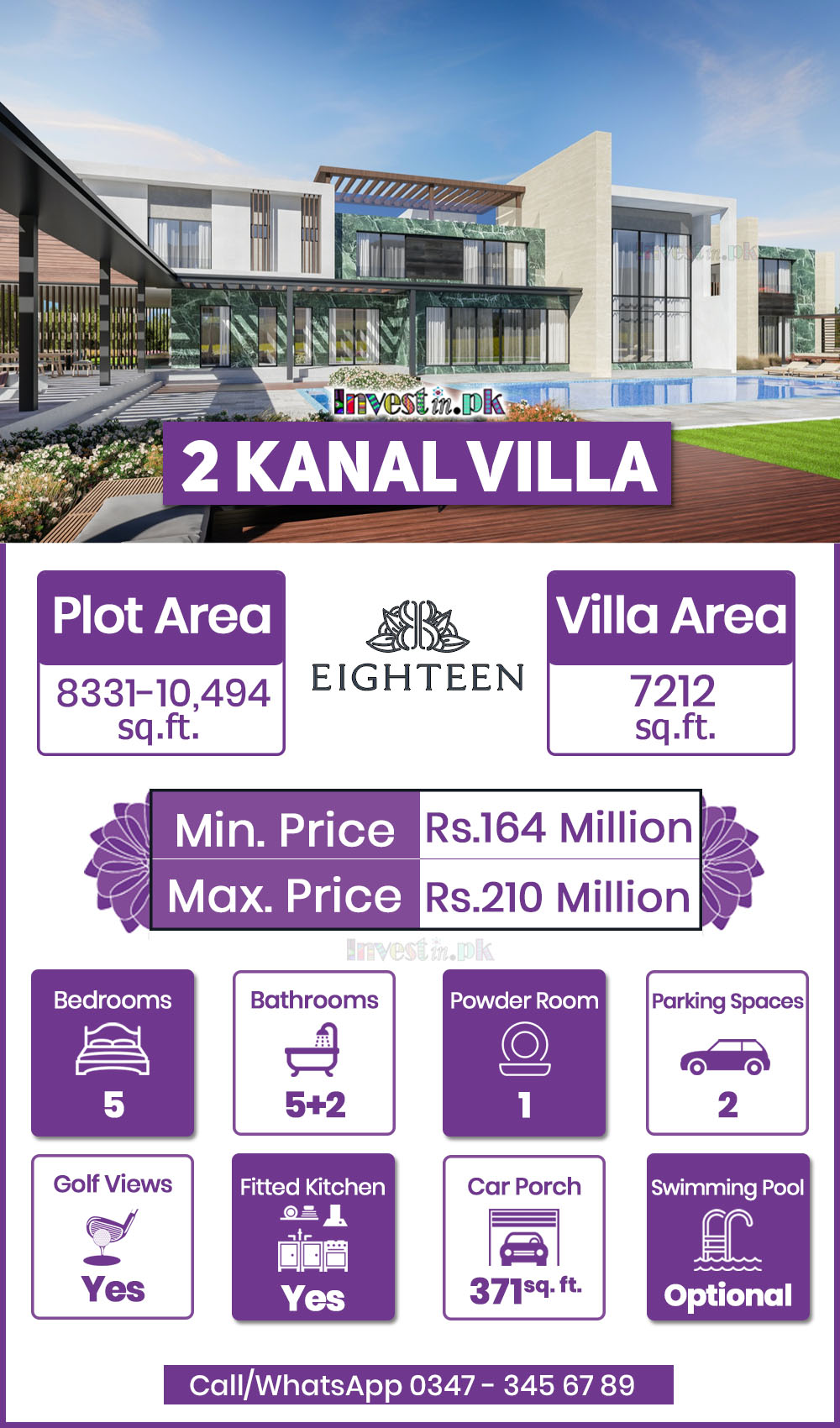 eighteen 2 kanal villa payment plan