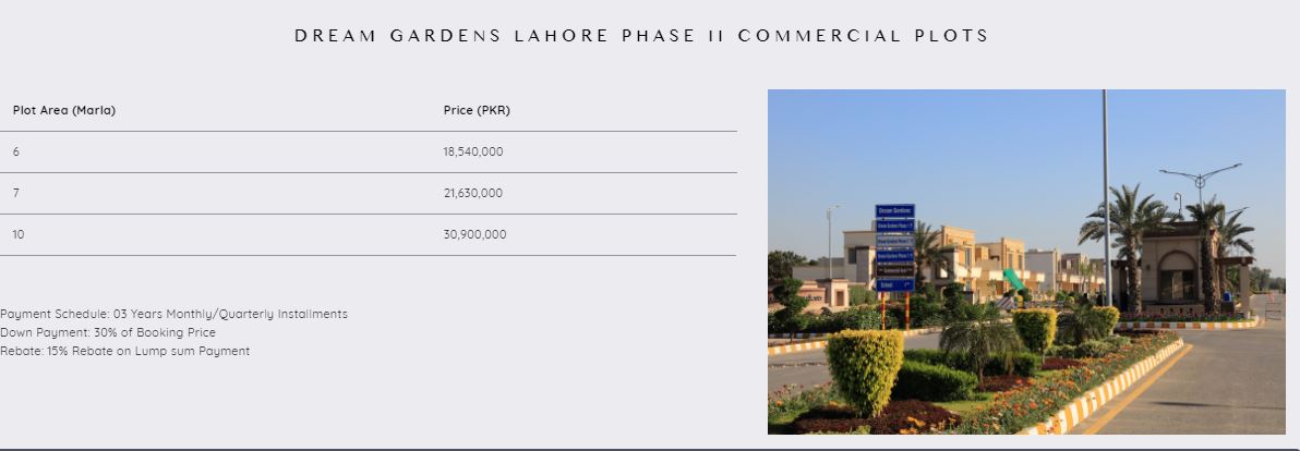 Dream Gardens Lahore Payment Plan