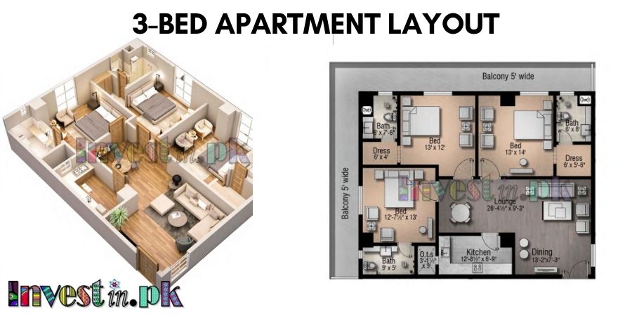 Star Twin Towers 3 bed apartment layout (1)